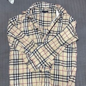 Burberry Beige Check Casual Button Down Shirt